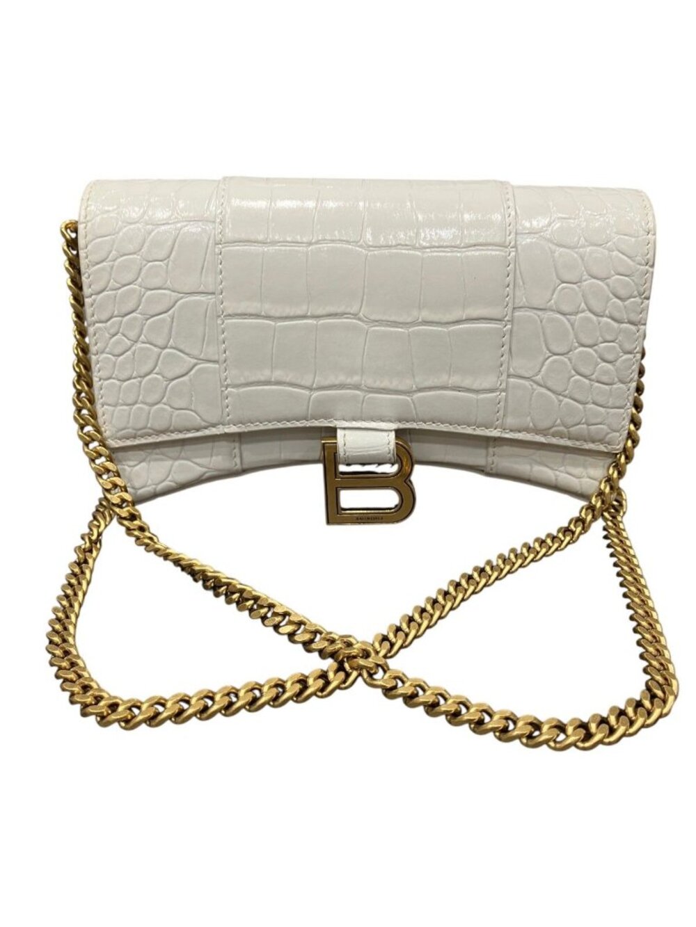 Balenciaga Hourglass Chain Wallet Shoulder Bag Leather
